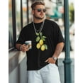 thumbnail image 2 of Men's T-Shirt Summer Yellow Lemon Short Sleeve Casual Tee Classic Crew Neck T-Shirt for Men, S, 2 of 7