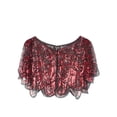 thumbnail image 4 of Raenseen Boléros Vintage à Paillettes pour Femmes, Cardigan à Paillettes pour Robe de Soirée, Cape de Couverture, Noir Rouge, Taille Unique, 4 of 5