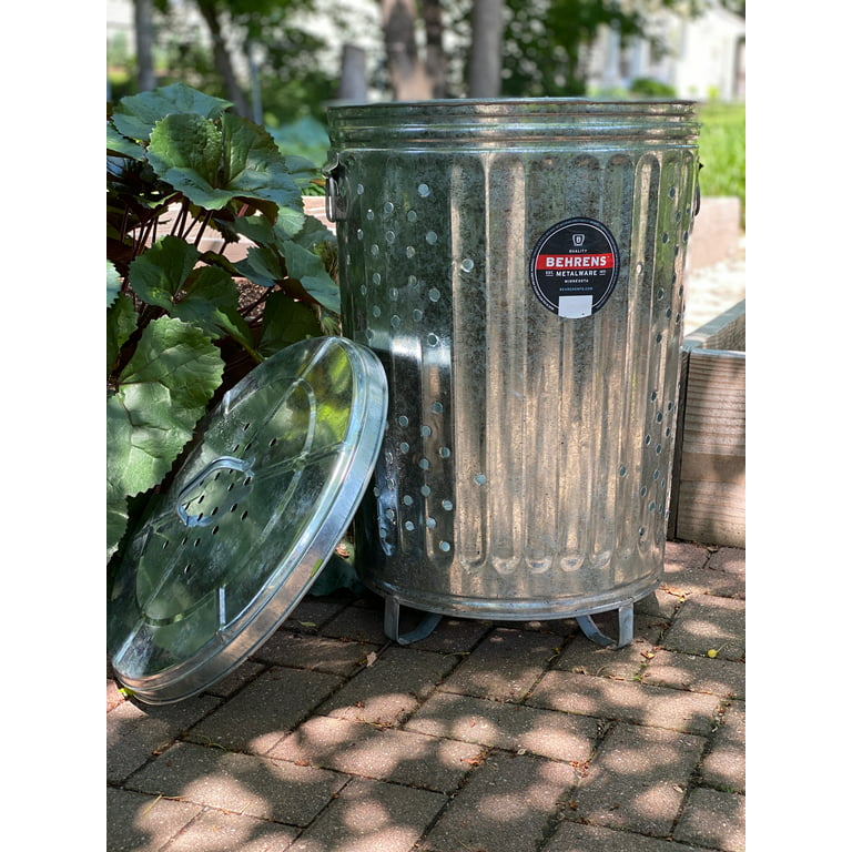 VINTAGE GALVANIZED STEEL METAL GARBAGE TRASH CAN 20 GALLON WITH LID NICE  SHAPE