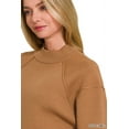 thumbnail image 3 of Zenana Women's Elegant Relaxed Fit Long Sleeve Exposed Seam Low Mock Neck Light Sweater, 3 of 5
