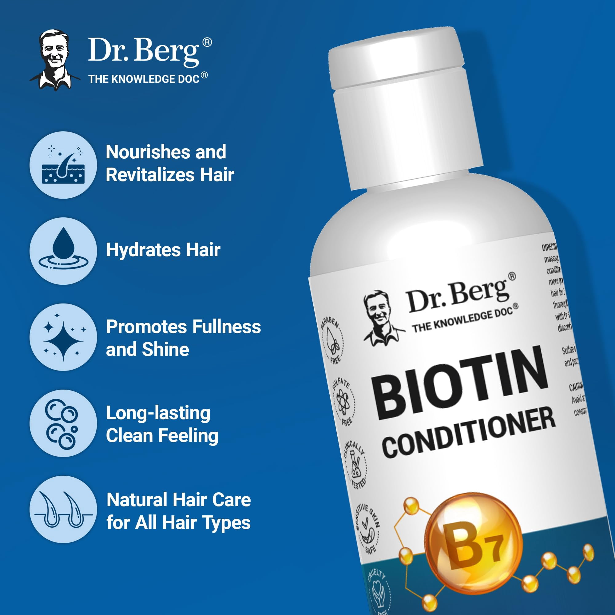 Dr. Berg Biotin Conditioner - Sulfate & Paraben Free Hair Conditioner - Men and Women