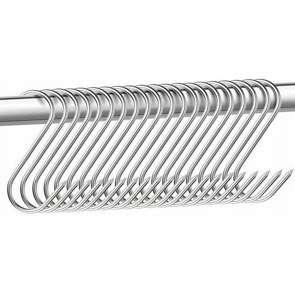 Heavy Duty Stainless Steel Hooks For Meat, Food-Grade SUS 304 S-Shaped Meat Hooks, Easy To Clean Reusable Hooks For Hanging Large, Heavy Pieces Of Meat Without Bending (15Pcs)