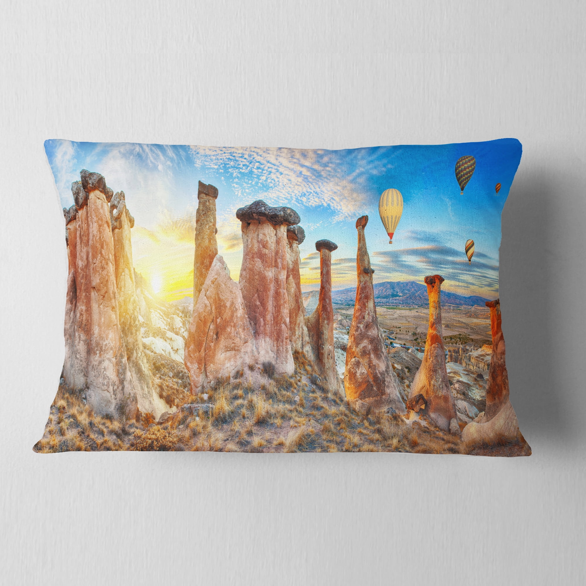 Designart Mushrooms - Landscape Photography Throw Pillow - 12x20