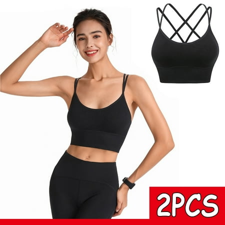

2PCS Spaghetti Strap Crisscross Bra Low Impact
