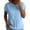 Light Blue, variant on Women's Crew Neck Collared Tops Partial Button Placket Front Gathered Waist Short Sleeve Shirts Loose Fit Dressy Casual Solid Color Blouses XXL