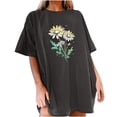 thumbnail image 4 of Drses Womens Summer Tops Oversized Tshirt Flower Graphic Tees Short Sleeve Shirts Summer Casual Loose Flower Plant Shirts Tops, 4 of 5