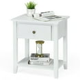 thumbnail image 4 of Gymax 2PCS Nightstand Sofa End Side Table W/ Storage Drawer Bottom Shelf White, 4 of 7