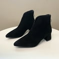 thumbnail image 6 of Viluyesy Booties for Womens, Pointed Toe Suede Leather Back Zipper Fall Winter Dress Ankle Boots Black, 6 of 7