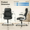 thumbnail image 6 of Nouhaus Office Ergonomic Desk High Back Executive Chair with Pop-Out Lumbar Support, Adjustable Headrest, Flip-Up Arms, Leather Home with Thick Cushion for Comfort - Black, 6 of 10