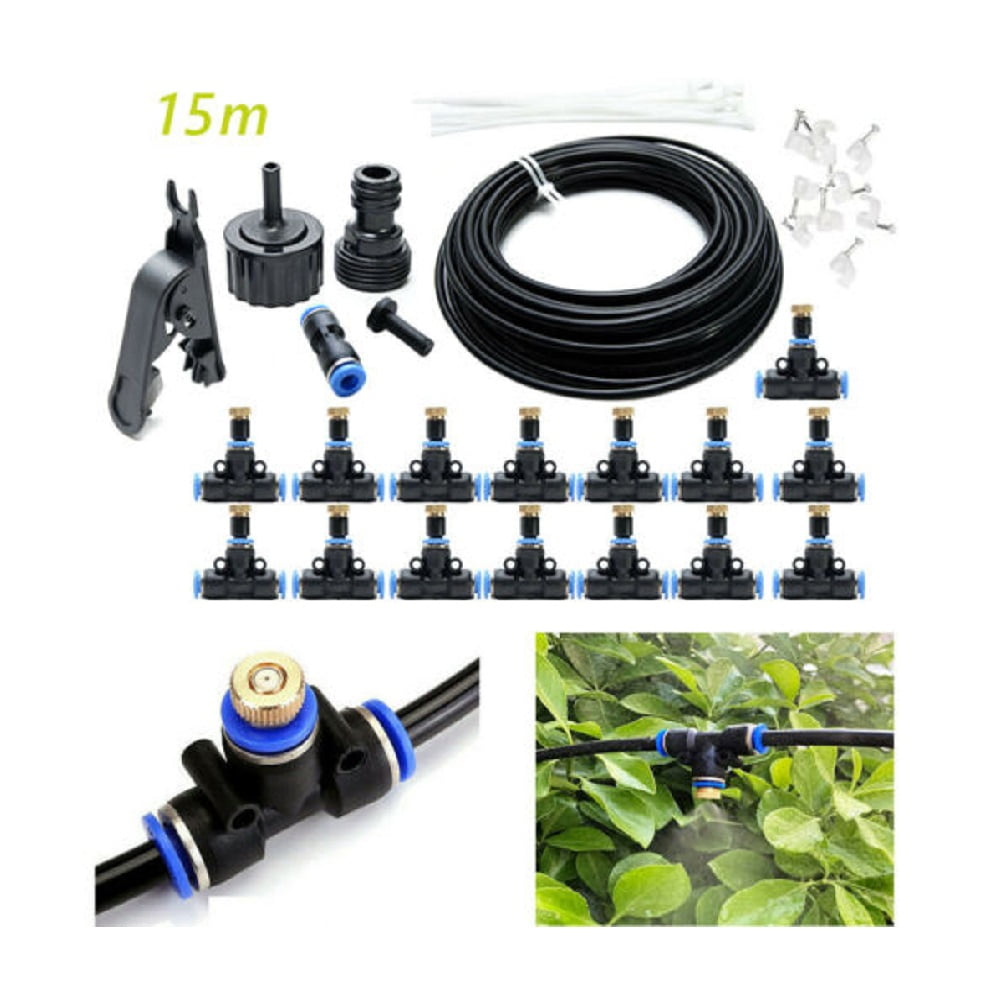50FT by 15MM Outdoor Misting Cooling System Garden Water Mister Nozzles
