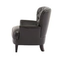 thumbnail image 6 of IVV Mid-Century Vintage Accent Chairs, PU Leather Upholstered Living Room Armchair w/ Button Tufted Back, Nailhead Trim and Solid Wood Legs for Bedroom/Office/Cafe (Dark Brown), 6 of 9