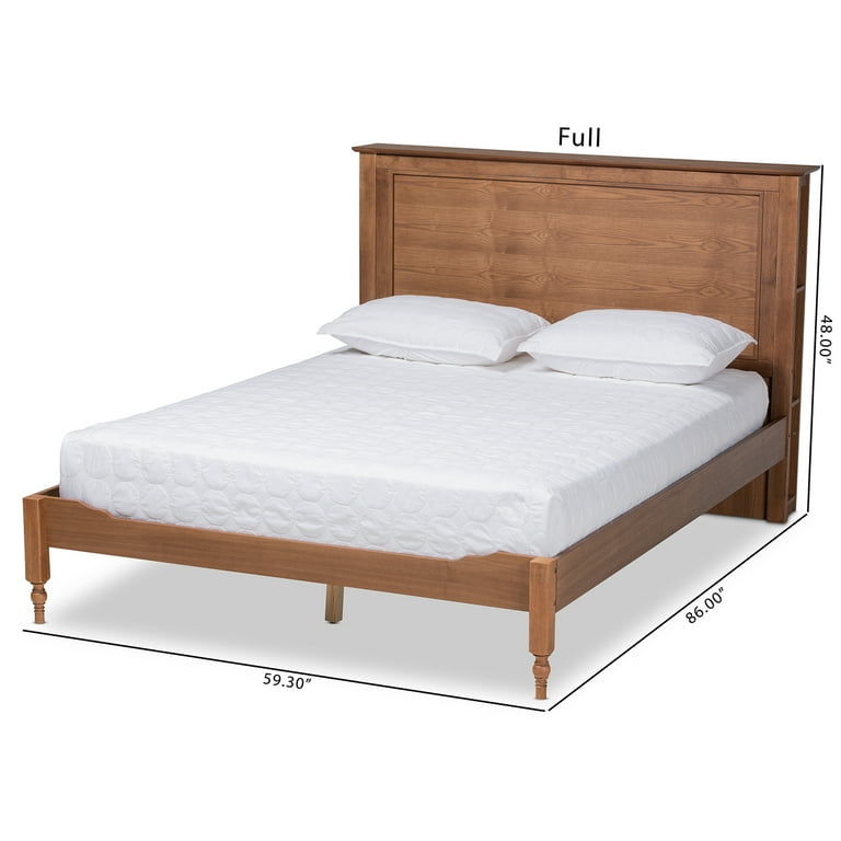 Baxton Studio Danielle Traditional and Transitional Rustic Ash Walnut Brown Finished Wood Full Size Platform Storage Bed with Built-In Shelves