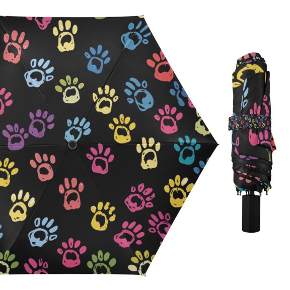 Colorful Paw Compact Sun Umbrella Windproof Travel Umbrellas for Rain Strong Portable UV Protection