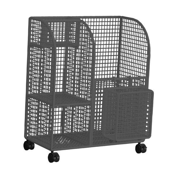 Organizador de equipos de fitness con ruedas giratorias, soportes para pesas y alfombrilla multifuncional. Negro