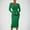 Green, variant on QUNYINEY Long Sleeve Womens Dresses Striped Casual Bodycon Dress Split Square Neck Midi Wrapped Dress