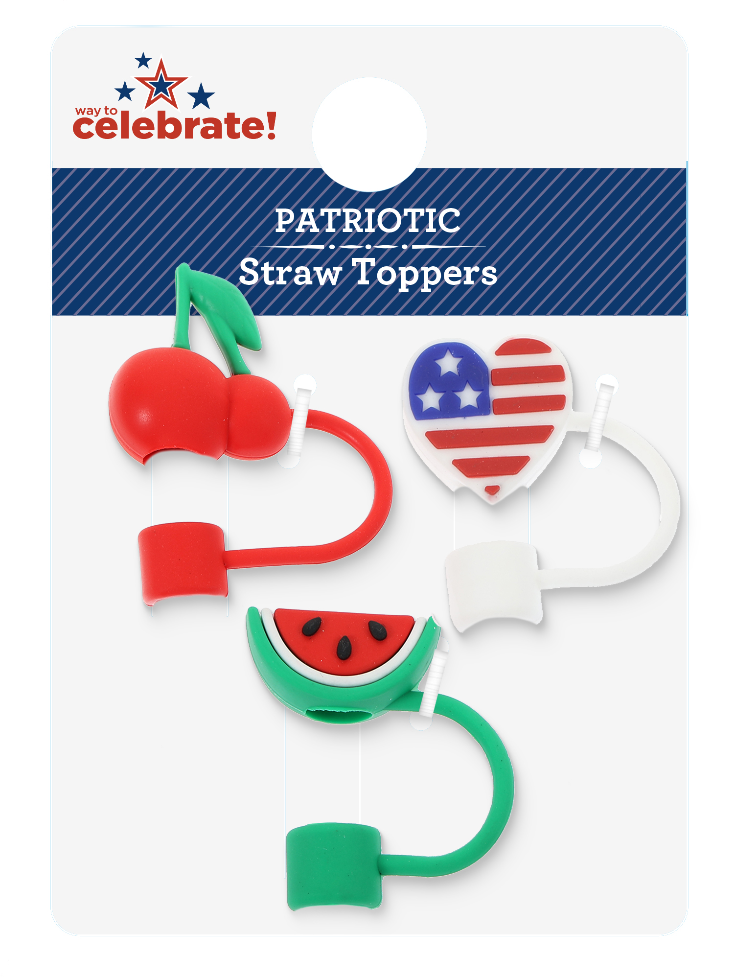 Way to Celebrate Americana Fruit Straw Topper Set
