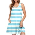 thumbnail image 5 of Ovzne Robes d'Été pour Femmes Robe Décontractée pour Femmes Grande Taille Sans Manches à Col Rond Robe Courte à Rayures Robe Maxi Grande Taille Liquidation, 5 of 5