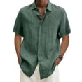 thumbnail image 1 of QUTETN Men's Slim Fit Short Sleeve Button-Up Shirt - Casual Solid Color, Lightweight Polyester Blend, Summer Beach Style, Machine Washable, Summer Casual Wear | Modern Casual Shirt | Quality Tailoring, 1 of 4
