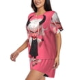 thumbnail image 3 of Womens Pajama Sets With Pocket, Cool Cute No.101 Lounge Sets Short Sleeve Sleepwear PJ Sets for Women, 3 of 6