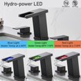 thumbnail image 2 of Grifo de baño AVSIILE LED Waterfall con 3 orificios, negro mate, 20 cm, 2 of 9