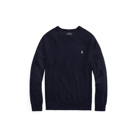 Polo Ralph Lauren Men's Mesh-Knit Cotton Crew Neck Sweater, Navy Heather, Sz S
