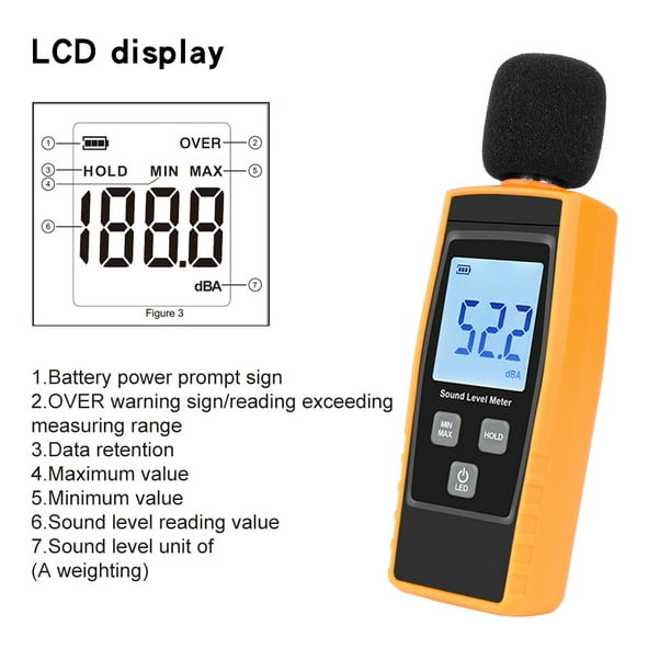 Sonomètre numérique LCD DB mètres 30-130dBA outil de mesure du