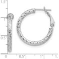 thumbnail image 4 of 10K 3x20 White Gold Diamond Cut Round Omega Back Hoop Earrings - 25.5mm- Made In Italy, 4 of 6