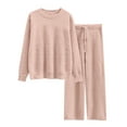 thumbnail image 4 of UVN Winter Pajama for Women Sweater Set Ladies Crewneck Tops and Long Pants Warm 2 Piece Loungewear, 4 of 9