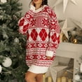 thumbnail image 2 of Christmas Dresses for Women Women's Christmas Snowflake Round Neck Knit Dress for Holiday Winter Party,Red,M, 2 of 5