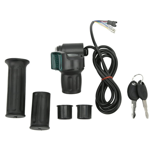 Bike Throttle Grips, Black 5 Wires Twist Throttle Kit For Electric Vehicles