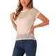 thumbnail image 4 of INSPIRAR CHIC Blusa Casual de Encaje Floral de Manga Corta para Mujeres del Día de San Valentín S Beige Púrpura, 4 of 6