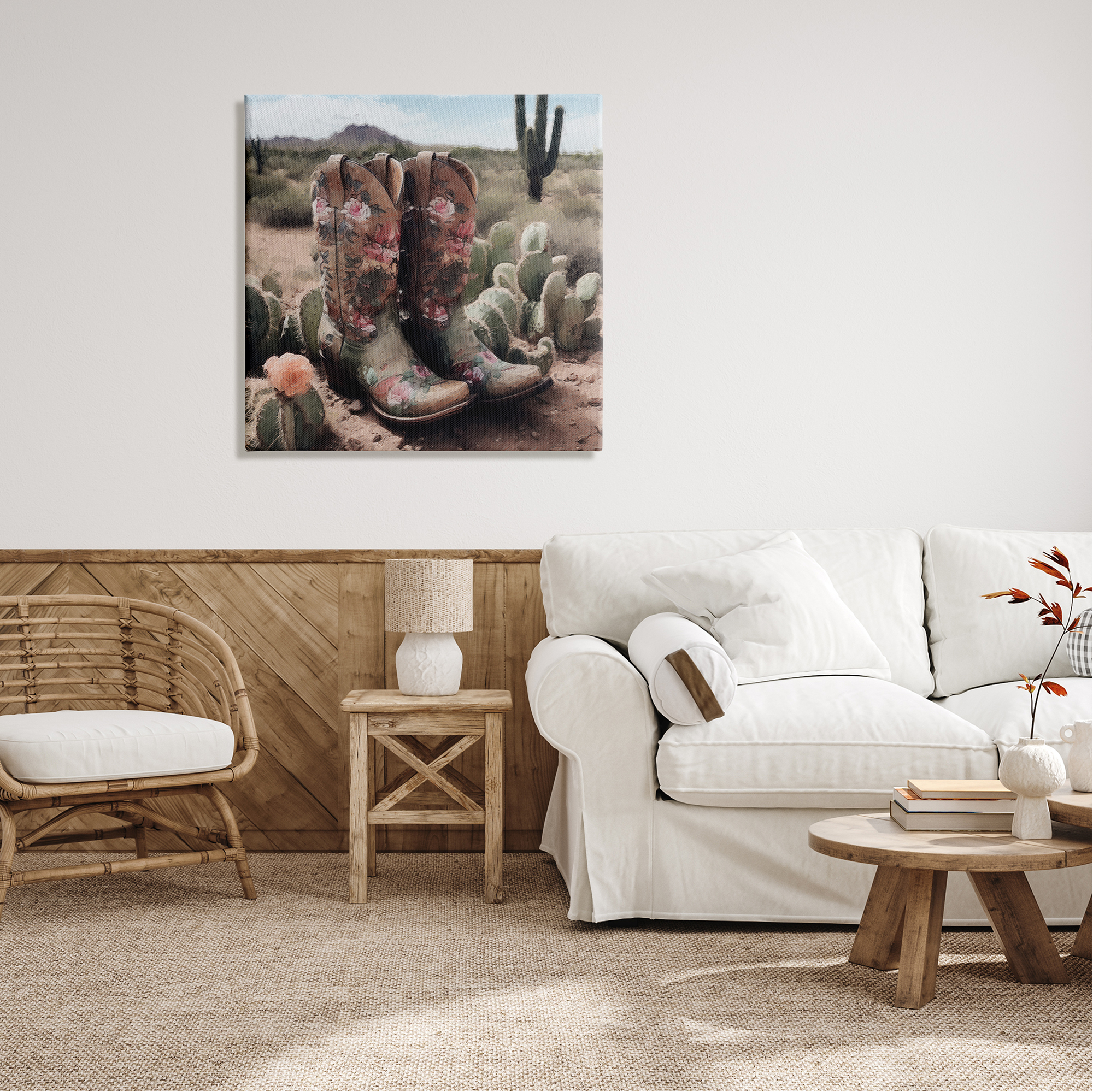 Stupell Industries Southwestern Boots Landscape Beauty & Fashion Painting Gallery Wrapped Canvas Print Wall Art, 30 x 30