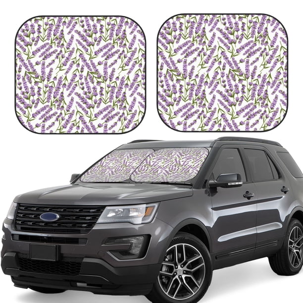 Fotbe Lavender Flowers Juego de 2 Piezas de Parasoles para Parabrisas | Bloqueador Solar para Auto | Accesorios Plegables para Protección Solar Interior-Medium