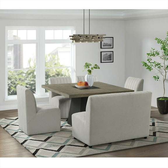Picket House Furnishings Rizzo 6PC Standard Height Dining Set in Gray With Bench