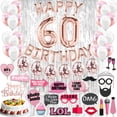 thumbnail image 4 of 60th Birthday Decoration Rose Gold with Silver Curtain, 60 Party Supplies, 60th Sash, 60 Cake Topper, 60th Photo Props, Confetti Balloons, 4 of 4
