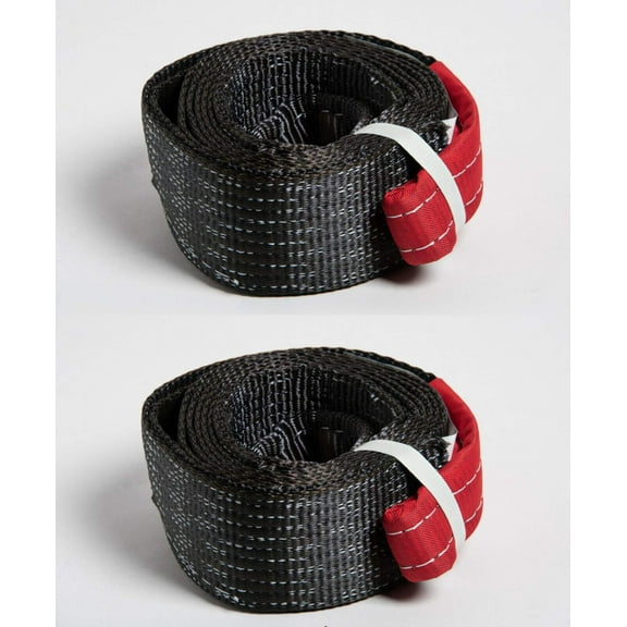 Two Black 3x10 3" 20000lbs 9 Ton Tow Strap 10 ft winch tree saver off-road Jeep