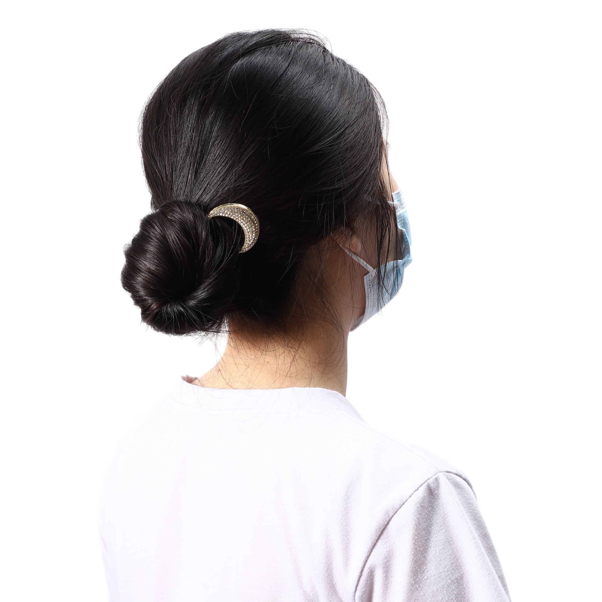 Unique Bargains Classic Moon U-shaped Hair Pins Hair Clips 4.41"x1.54" 1 Pc Gold Tone