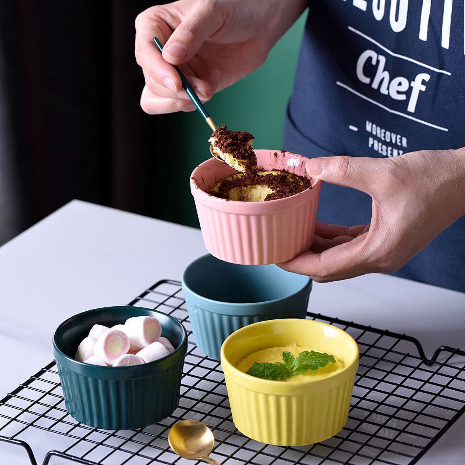 Plats à Soufflé En Porcelaine, Ramequins Pour Soufflé, Crème Brûlée Et Crème Glacée