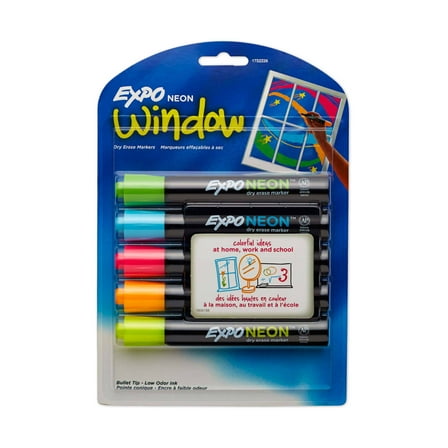Expo Neon Dry Erase Markers, Bullet Tip, Assorted Colors, 5 Pack