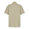 thumbnail image 3 of Designer Spring Summer Men's Casual Cotton Linen Solid Color Short Sleeve Shirts Loose ShirtsXL, 3 of 4