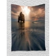 thumbnail image 1 of Iceland Tapestry, Hvitserkur Rock Formation on the Northern Coast, Wall Hanging for Bedroom Living Room Dorm Decor, 60W X 80L Inches, Brown Slate Blue, by Ambesonne, 1 of 2