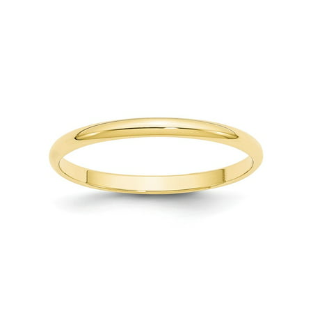 Solid 10k Yellow Gold 2 mm Rounded Wedding Band Ring Size 12