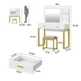 thumbnail image 3 of Semiocthome Vanity Table with 10 Led Lights, Makeup Desk with Lighted Mirror,Modern Dresser for Bedroom White Finish, 3 of 10