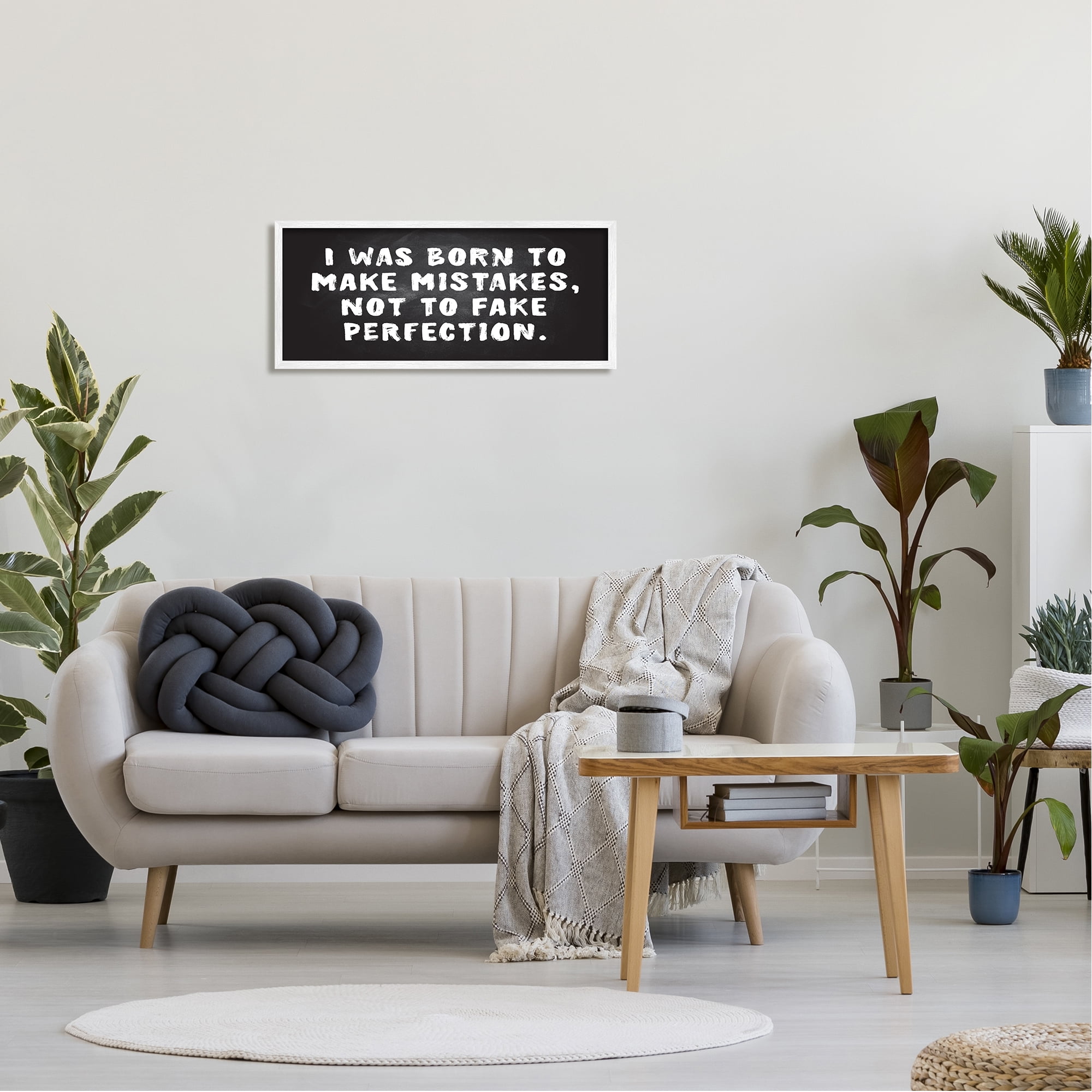 Stupell Industries Modern Make Mistakes Phrase Inspirational Painting White Framed Art Print Wall Art, 30 x 13