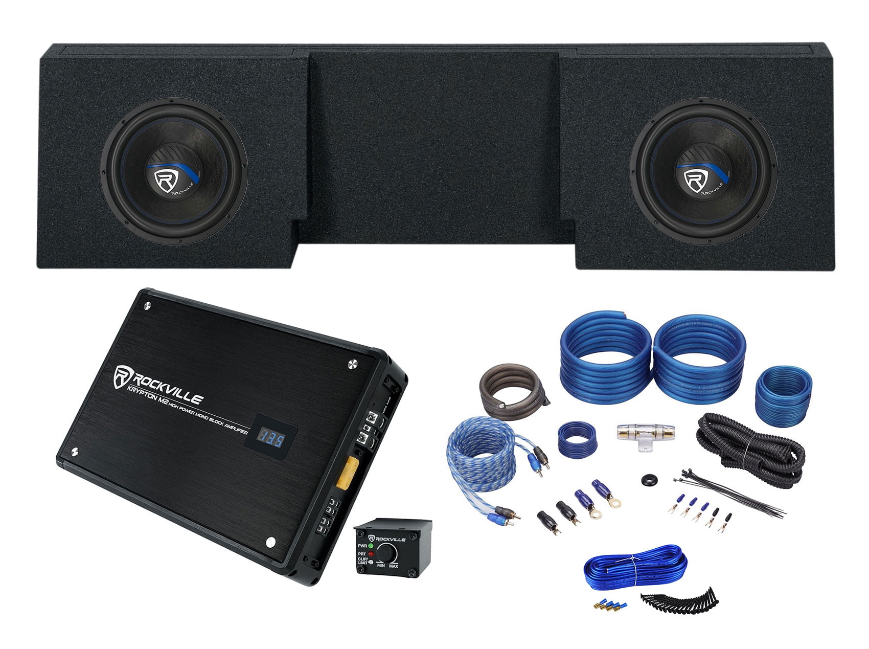 2) Rockville 12" Subwoofers+Amplifier+Sub Box For Chevy 2007 Current