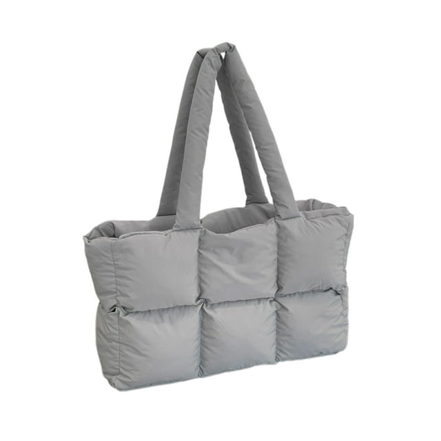 Diconna Women's Tote Shoulder Bags Square Bread Grid Rebound Soft Strap Large Capacity Zip-Up Bags