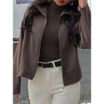 thumbnail image 4 of Women's Jacket Zip Up Mock Neck Long Sleeve Casual Jackets Outerwear Brown L, 4 of 8