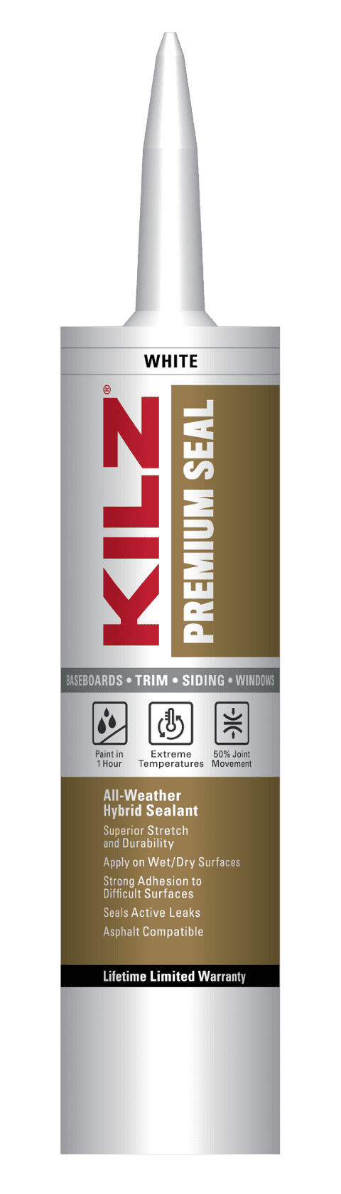 KILZ Premium White Sealant Silicone Caulk, 10 oz., S1111