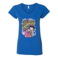thumbnail image 2 of Wild Bobby Betty Boop Peace, Love and Girl Power Betty Boop Women’s Standard V-Neck Tee, Royal, Medium, 2 of 5