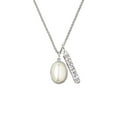thumbnail image 2 of Delight Jewelry Silvertone Small Cream Imitation Pearl Silvertone Sisters Best Friends Forever Bar Charm Necklace, 23", 2 of 4